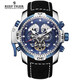 瑞夫泰格（reef  tiger）手表男士全自動(dòng)時(shí)尚多功能男表大表盤(pán)潮表防水機械表 藍面黑帶 RGA3503