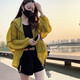 KANJOOP防曬衣女2024春夏季輕薄撞色連帽寬松防曬服女薄款新款上衣百搭女 黃色 XL 【建議115-130斤】