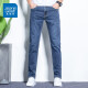 真维斯（Jeanswest）夏季薄款牛仔裤男冰丝修身直筒潮牌男裤新款弹力男士长裤子 深蓝色 32码