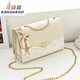 袋鼠（KANGAROO）網(wǎng)紅小包包女包2025單肩斜挎包時(shí)尚小香風(fēng)亮皮鏈條小方包 米白 長(cháng)21*寬8*高14Cm