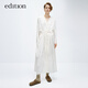 edition連衣裙女春新款新中式提花桑蠶絲浴袍式收腰氣質(zhì)長裙 本白色 S 160