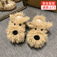 妙奕嘉毛毛棉拖鞋女西高地小狗毛拖鞋冬季毛絨棉拖情侶可愛(ài)室內居家外穿 潦草小狗棉拖鞋【咖色】 36-37 【適合35-36碼腳】