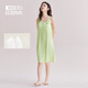 紅豆（Hodo）帶胸墊睡裙女夏睡衣無(wú)袖涼感背心裙莫代爾棉防走光連衣裙家居服 奶果綠（防走光背心款） 160M