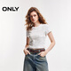 ONLY2025秋季新款時(shí)尚個(gè)性做舊滿(mǎn)印修身正肩短袖T恤女|125101050 S12 亮奶油白色 M (165) 84A