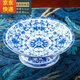 傳世瓷 景德鎮家用陶瓷水果盤(pán)高腳點(diǎn)心盤(pán)供佛高檔骨瓷果盤(pán)客廳擺件中式 金邊青花粉纏枝 默認1