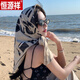 恒源祥披肩女頭巾網(wǎng)紅法式復古小方巾女百搭防曬絲巾ins海邊沙灘長(cháng)條 高跟鞋玫瑰花香檳色