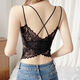 棲謠   抹胸內衣女性感蕾絲美背裹胸交叉吊帶背心女薄款抹胸上衣打底內衣帶胸墊 1件黑色 L 【建議85-110斤】