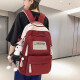 米诺娅书包女韩版高中生日系初中生大容量减负双肩包男港风大学生背包 大号红色+老鼠挂件