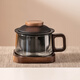 瓷牌茗茶具玻璃茶水分離泡茶杯辦公室帶蓋陶瓷內膽過(guò)濾創(chuàng  )意個(gè)人墩墩茶杯 青灰墩墩三件杯-陶瓷內膽（黑+墊