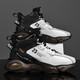 奇策運動(dòng)鞋男士百搭休閑高幫老爹鞋加絨保暖棉鞋增高減震潮籃球鞋跑步 白黑 39