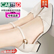 卡帝樂鱷魚（CARTELO）【全牛皮】真皮女鞋2025新款包頭涼鞋女夏中跟粗跟旗袍禮服時裝鞋 杏色 37
