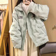 妙奕嘉棉服女2024新款外套棉襖棉衣冬季女士中長款冬裝學生面包服小個子 湖綠色銀標小清新外套 L 【建議120-135斤】