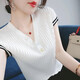 巖霓 冰絲短袖T恤女2025夏新款V領(lǐng)寬松顯瘦百搭上衣女設計感小眾氣質(zhì) 白色 L 100-115斤