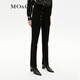 MO&Co.休閑褲舒適高彈精裁高腰修身小錐形拉鏈開(kāi)叉黑色摩安珂 黑色 S 160