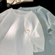 QGF國風(fēng)T恤短袖女夏季新款輕薄透氣亞麻刺繡oversize圓領(lǐng)棉麻半截袖 白色 M