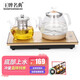 王牌名典 全自動上水電熱水壺茶臺燒水壺玻璃茶具套裝煮茶器電茶壺開水壺燒水器功夫茶具電茶爐煮水壺 660金色玻璃+C02 【底部上水】