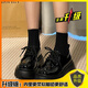 品牌斷碼粗跟小皮鞋女新款復古單鞋子日系jk制服配裙子厚底樂(lè )福鞋 黑色-亮光【升級款】 37