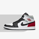 NIKE耐克Air Jordan 1 Mid AJ1黑白紅 男款 中幫休閑板鞋 852542-100 40.5