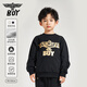 BOY JUNIOR秋冬潮牌針織圓領(lǐng)套頭衛衣加厚加絨寬松百搭男女兒童裝K03016 黑色 140cm