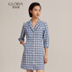 歌莉婭（GLORIA）Gloria/歌莉婭   甜酷七分袖連衣裙  117J4K99A 17C藍格 M