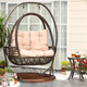 御藤美家（ROYAL RATTAN）戶(hù)外休閑吊籃吊椅陽(yáng)臺網(wǎng)紅搖籃庭院秋千室外休閑編藤雙人搖椅藤椅 連桿菜籃子吊籃+45CM編藤玻璃茶幾(木紋)