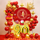 世繡壽宴過(guò)壽條幅生日裝飾場(chǎng)景布置中式老人父母中式國風(fēng)祝壽背景掛布 90歲壽宴海報套餐帶燈