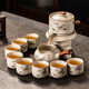 瓷牌茗茶具（cipaiming teaset）汝窯功夫茶具套裝家用陶瓷泡茶壺茶杯懶人石墨高檔自動茶具整套 汝窯富竹自動茶具八杯