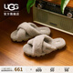 UGG春季女士時(shí)尚舒適純色輕便交叉帶厚底露趾休閑毛毛拖鞋1107955 GOA | 山羊棕色 38