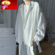 駿于鈊便宜點(diǎn)的@港仔文藝男秋季男生長(cháng)袖白襯衫寬松襯衣韓版潮流色外套 白色 L