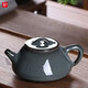 靈青坊青瓷茶壺家用泡茶壺單壺哥窯冰裂紋陶瓷純手工功夫茶具過(guò)濾石瓢壺 鐵胎藏青單壺