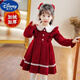 迪士尼（Disney）女童連衣裙加絨加厚秋冬裝寶寶裙子兒童公主裙洋氣年服小女孩中裙 酒紅色加絨加厚 140 建議身高125CM左右