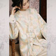 JK&JS【蘭亭閣】水貂毛新中式加厚棉服斜襟系帶盤扣上衣女冬季外套 香檳米 S