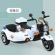 派克奇大號兒童電動(dòng)摩托車(chē)可坐雙人侉子車(chē)童車(chē)三輪車(chē)寶寶玩具車(chē)可坐大人 白色12A電瓶+皮座+手擰+喊話(huà)器