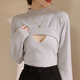 ARTFULMOM英國哺乳毛衣秋冬加厚時(shí)尚孕婦裝產(chǎn)后保暖百搭半高領(lǐng)喂奶針織上衣 灰色 XL（120-135斤）