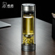 希諾（HEENOOR）玻璃杯雙層茶水分離杯便攜泡茶杯商務(wù)水杯帶濾網(wǎng)新品高檔功夫茶杯 7013本色【雙層磁吸鎖水】370ml
