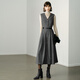 顏域毛呢中長(cháng)款V領(lǐng)連衣裙冬裝女2025簡(jiǎn)約裙子氣質(zhì)背心裙 灰色 XL