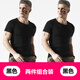 簡(jiǎn)束 短袖T恤男純色棉質(zhì)t恤夏季休閑運(yùn)動(dòng)緊身t恤男圓領(lǐng)修身打底汗衫潮 黑色+黑色（兩件裝） M （55kg左右）