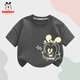 巴布豆寶寶短袖兒童t恤嬰兒衣服夏季新款純棉親膚男童薄款透氣吸汗半袖 石墨灰 高興巴布 90