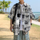 Foss Phil 短袖襯衫男士夏季冰絲薄款潮流休閑寬松花襯衣外套 KXP-CY1005白色報(bào)紙 XL(建議130-150斤)