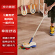 歐曼蒂兒童拖把家用小孩學(xué)生專(zhuān)用拖布套裝拖地工具迷你地拖吸水客廳清潔 【藍(lán)色】飛機(jī)兒童拖把+2替換布