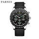 柏尼時(shí)（PARNIS）輕奢商務(wù)男士手表 金色 夜光多功能精鋼帶男表 經(jīng)典黑面-銀殼魔術(shù)貼黑帶