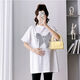 MOKPBLE大碼孕婦裝上衣夏裝純棉小個(gè)子中長(cháng)衣孕婦短袖薄款T恤寬松女外穿 白色純棉上衣（蝴蝶結） XXL建議135-150斤