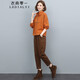 衣典零一（LEDIALYI）時尚氣質高級感運動衛(wèi)衣兩件套裝女2025春秋季新款小個子休閑褲子 桔衣+咖褲 L （推薦111-128斤）