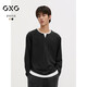 GXG男裝基礎圓領(lǐng)長(cháng)袖T恤男內搭24年秋季新品 黑色 190/XXXL