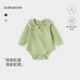 babylove【清倉】女寶寶包屁衣春秋款娃娃領(lǐng)文藝洋氣百搭嬰兒三角哈衣爬服 靜謐綠 73cm