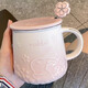 品喻（PINYU）杯子陶瓷馬克杯咖啡杯高顏值帶蓋勺創(chuàng)意水杯茶杯男女家居館淺粉色