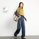 德瑪納【雅痞松弛】春秋季熱銷(xiāo)款牛仔褲立體拼接梨型顯瘦闊腿鐮刀褲女