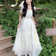 皮爾卡丹（pierre cardin）【夏季尚新】15初中學(xué)生13少女孩法式長(zhǎng)裙森系仙女裙12歲女大童白 圖片色 M 【90-100斤】