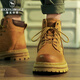 洛克華菲（Rock Fairwhale）新品工裝鞋舒適復古英倫風(fēng)工裝靴踢不爛情侶鞋子男女大黃靴馬丁靴 棕色 42