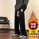 帛米圖褲子男裝春秋季新款運動(dòng)衛.褲青年美式高街寬松休閑褲潮流闊腿褲 C字黑色加絨 2XL建議135-150斤